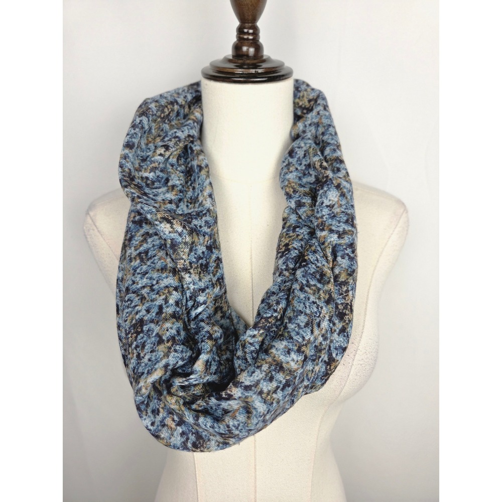 Echo New York Infinity Loop Scarf OS Blue Brown Marled Loop Scarf Boho Autumn